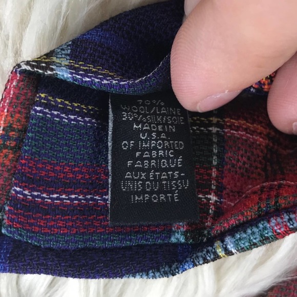 Ike Behar blue orange plaid wool silk blend men's length 60" width 3 1/2" - Picture 6 of 7